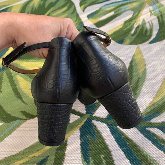 NWOT Sezane Ashley black croc leather Mary Janes - Picture 6 of 11
